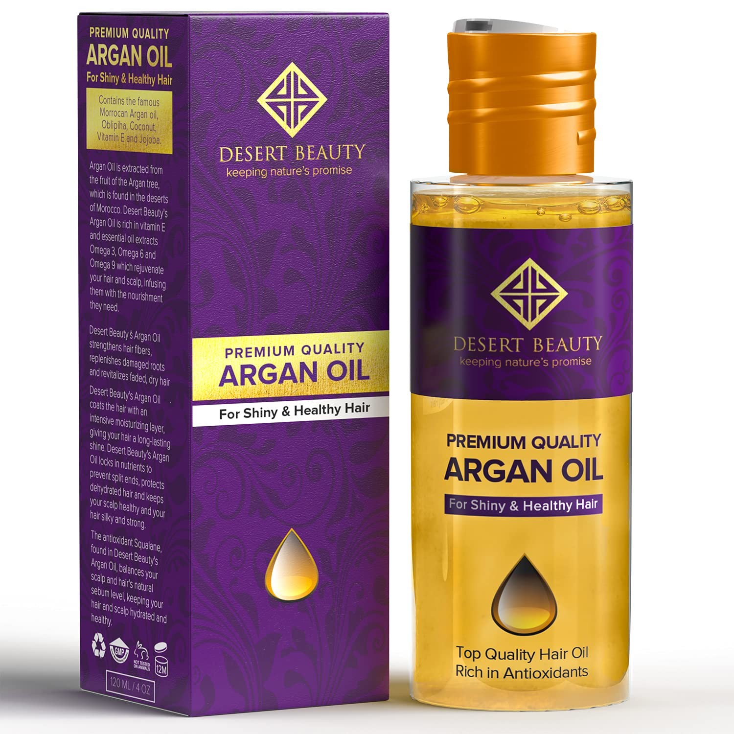 Argan Oil, 4 oz, Hair Oil Treatment for Dry Damaged Hair, Leave-in Conditioner, Hydrating, Strengthens, Natural, Cruelty Free