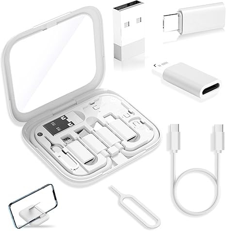 USB-C Travel Adapter Kit for iPhone, Pixel & Galaxy: USB-A to C, Micro-USB to C, Type-C to Lightning, Short USB-C Cable, OTG, Mirror Case Brand: YANZIE