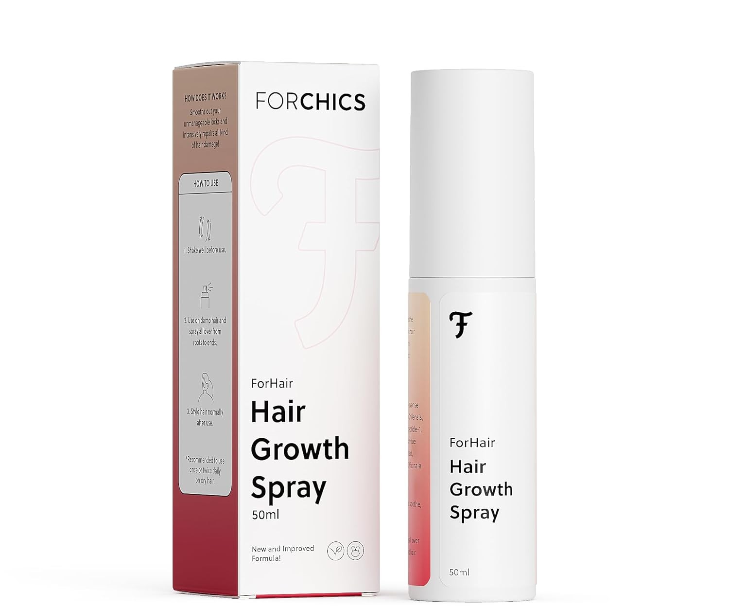 Revolutionary Hair Regrowth Serum - Fights Hair Thinning & Hair Loss - Strengthens, Thickens and Accelerates Hair Growth- Non Greasy and Hormone Free Spray For Scalp- 50ml - Forhair