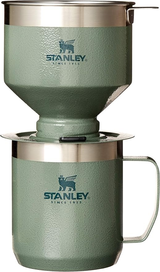 Stanley Perfect Brew Pour Over Set | 12 oz Camp Mug with Lid Included | Drip Coffee Maker with Reusable Filter | Insulated Stainless Steel | BPA-Free | Hammertone Green